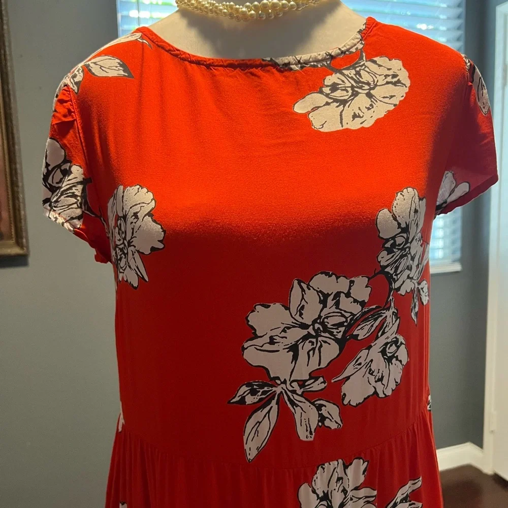 Free People Red Rita Tiered Dress With Pockets. In EUC. Size XS